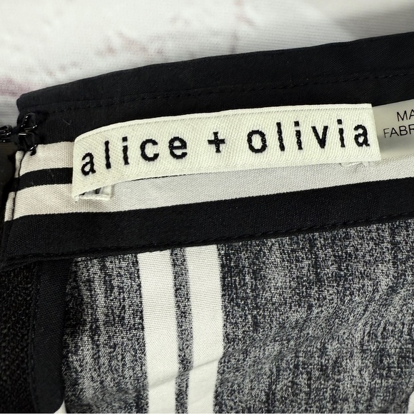 Alice + Olivia Black White 3/4 Sleeve midi Dress wedding guest shower size 6 - Picture 9 of 16